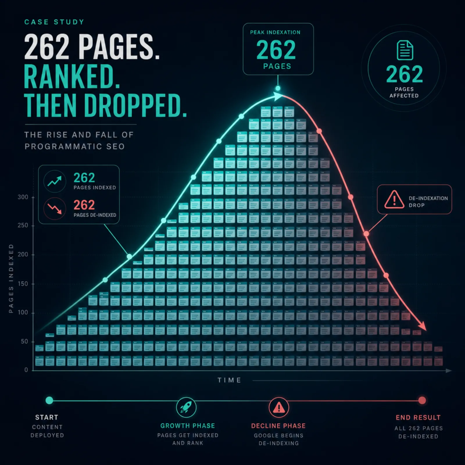 Programmatic SEO case study: 262 pages from full indexation to de-indexation